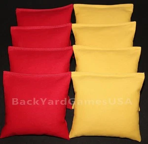 CORNHOLE BEAN BAGS Red & Gold Yellow 8 ACA Regulation Corn Hole Game Toss Bags - Picture 1 of 2
