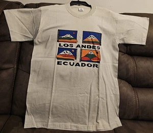 Vintage Malquin Art Ecuador Anden Berge Tshirt Gr. XL Grau Neu - Bild 1 von 14