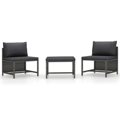  Juego Sofá Jardín Gris PE Ratán, Acero Compacto Modular Foto 1 de 4