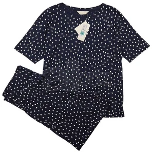 Ladies Pyjama Set Loungewear ex M S Cotton Modal Top Bottom Dotty New UK Size - Picture 1 of 13