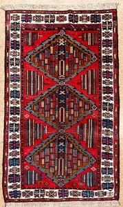 Hand-Knotted Antique Balouch Geometric Wool Tribal Oriental Area Rug 3'9" x 6'2" - Picture 1 of 10