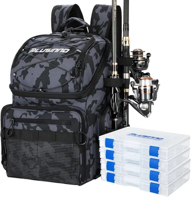 Mochila de pesca 45L con soportes para caña - Bolsa de equipo resistente al agua Foto 1 de 4