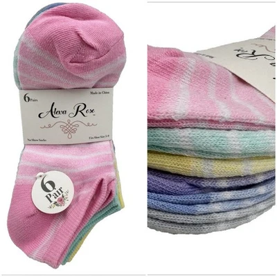 Alexa Rose Mujer No Show Calcetines Talla 9-11 Colores Pastel Rayas Informales 6 Pares Foto 1 de 4