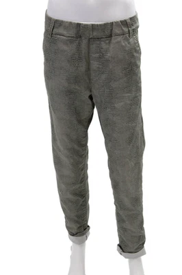 Calça Flog Feminina Zíper Mosca Animal Estampada Perna Reta Cinza Algodão Tamanho 30 - Imagem 1 de 4