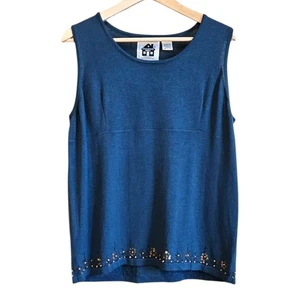 Storybook Knits Damen verziertes Tanktop blau Perlensaum Größe Large   - Bild 1 von 6