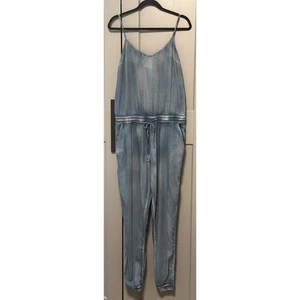 JustFab ärmelloser Jumpsuit Gr. XL dünne Träger Jogger Chambray Y2K Boho Lagenlook - Bild 1 von 14