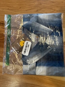 Neu Herren Gr. Medium Carhartt Kurzarm blau gestreift Hemd Relaxed Fit - Bild 1 von 3