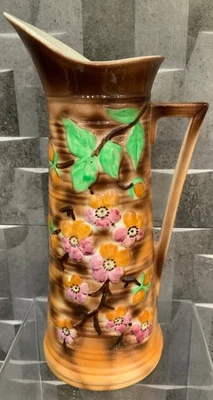 Royal Art Pottery Longton Tall Hand Painted Floral Design Jug - Image 1 of 4