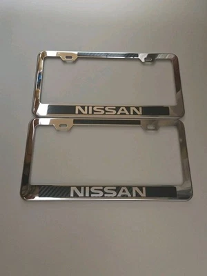 2X -Nissan- Wordmark Black Carbon Fiber License Frame  - Image 1 of 3