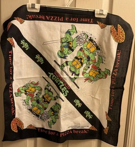 VTG 90s-TMNT-Teenage Mutant Ninja Turtles Pizza-Bandana Handkerchief 21” X 21”Y2 - Picture 1 of 6
