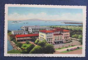 1939 Manila Philippines Elks Club & Army Navy Club Postcard - Picture 1 of 2