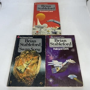 Brian Stableford Paperback Books X3 Promised Land Swan Song Halcyon Drift - Bild 1 von 7
