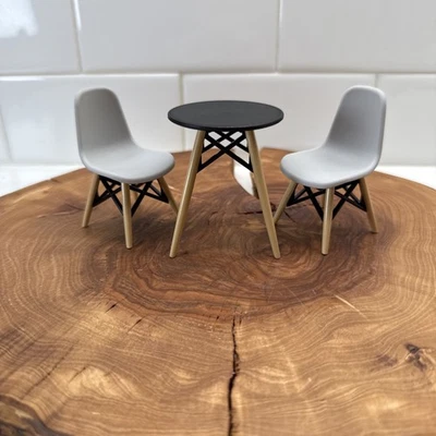 Cadeira moderna miniatura casa de bonecas meados do século escala 1:12 polegadas A8 Dollys Gallery - Imagem 1 de 4