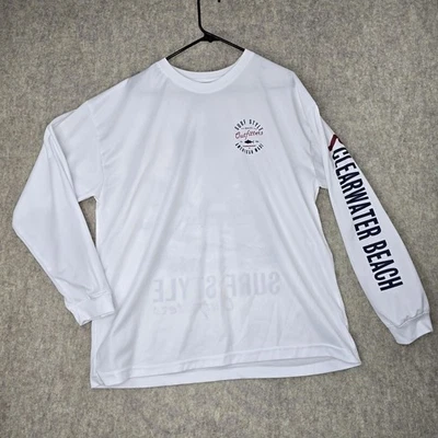 Camisa blanca de manga larga estilo surf Outfitters XL hecha en Estados Unidos UPF 40+ Clearwate Foto 1 de 4