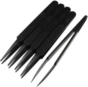 5-teiliges antistatisches multifunktionales Kunststoff-Präzisions-Pinzetten-Set, spitze Spitze Pinzette - Bild 1 von 6