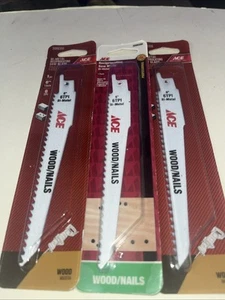 Hoja de sierra recíproca 3 hojas ACE Hardware bimetálica 6" corte áspero madera/clavos - Imagen 1 de 2