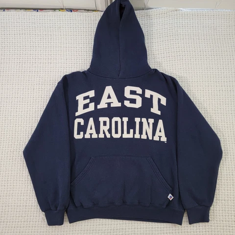 VTG 90s East Carolina Pirates Hoodie Womens Small Sweatshirt Russell Athletic Cover
