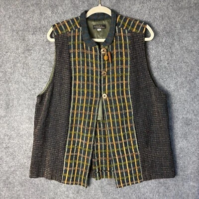 Frittelli & Lockwood Vest Womens Medium Multi Color Artsy Art to Wear Split Back - Image 1 of 4