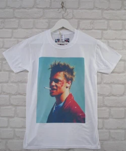 Uptown Classics Fight Club Brad Pitt Cult Film White Crew Neck Tee T-shirt - Picture 1 of 2