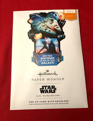 Tarjeta de felicitación 3D Pop-Up STAR WARS DÍA B SELLO PAPEL MARAVILLA LUZ Y MÚSICA  Foto 1 de 2