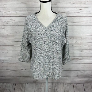 Chico’s V-Neck Pullover Pulli Gr. 0 Small weiß grün rosa Glanz Schimmer - Bild 1 von 10