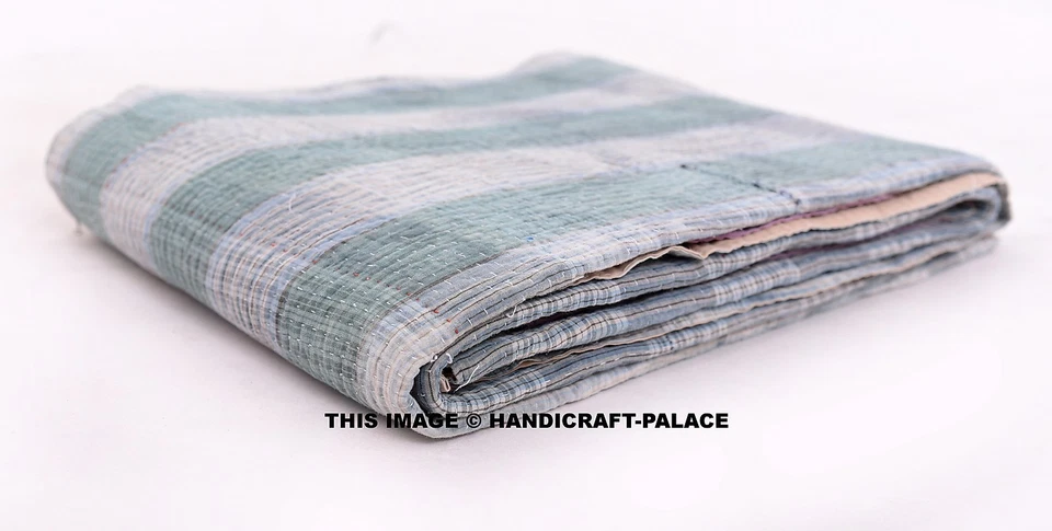 Colcha Vintage De Algodón Patchwork De Saree Antiguo Bordada Kantha Bohemia - Imagen 1 de 3