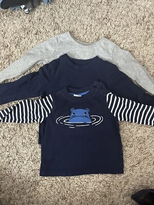Boys shirts (short And Long Sleeve) and Carters Pants- Bundle - 18 Months - Image 1 of 4