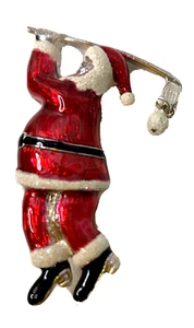 Christmas Golf Brooch Pin Signed Danecraft Santa Pin 2" - Picture 1 of 3