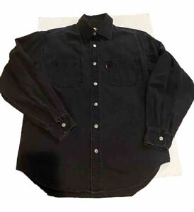 VTG 90s Levis Denim Shirt Mens S Black Faded Skate Grunge Hipster  Metal Buttons