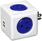 [New Version] Powercube 4 Outlets Dual Usb Port Surge Protector Wall Blue