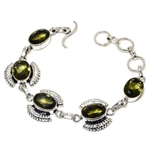 Smoky Topaz Gemstone 925 Sterling Silver Bracelet 7-8" K881 - Picture 1 of 6