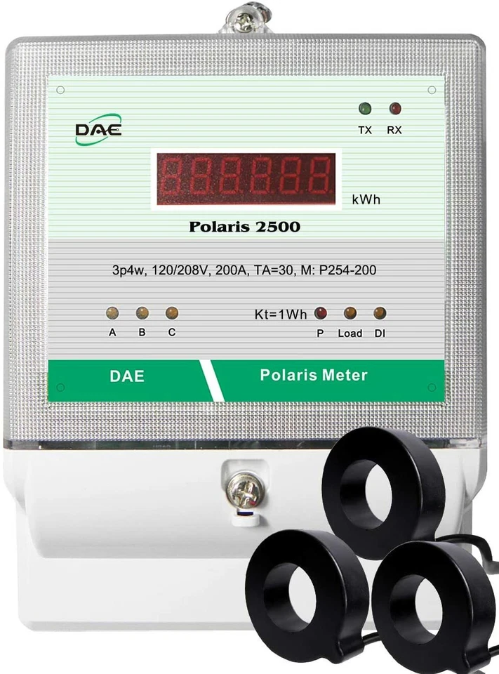 DAE P254-200-S KIT, UL kWh Smart Submeter, 3P4W, 200A, 120/208v, 3 CTs, RS485 - Image 1 of 4