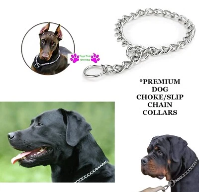 GUARDIAN GEAR OR TITAN BIG DOG PREMIUM Large-XL Training Heavy Duty 4mm CHROME/STEEL CHOKE CHAIN COLLAR