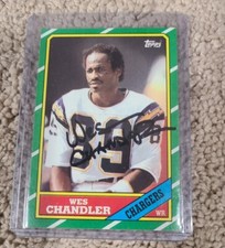 Wes Chandler Chargers Signed Autograph Auto 1986 Topps Football Sports Card HOF