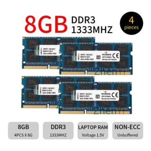 32GB 16GB 8GB DDR3 PC3-10600S KVR1333D3S9/8G Laptop Memory For Kingston LOT UK - Picture 1 of 15