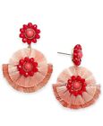 Inc International Concepts Gold-tone Beaded & Fringe Drop Earrings (coral)