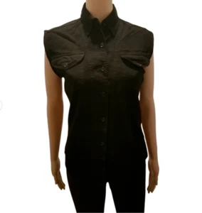 Biker's Edge Top Small Black Sleeveless Button Down Motorcycle Travel Casual - Picture 1 of 9