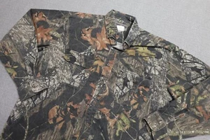 Vintage Jerzees Camo Flannel Mens Large Brown Mossy Oak Outdoor Hunting Button - Picture 1 of 11