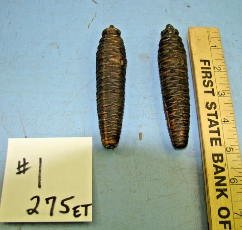 Two CAST IRON CUCKOO CLOCK WEIGHT 275 ET GRAMS Each CLOCK PARTS 4.5” (1) Cover