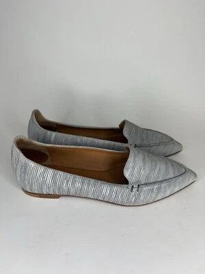 m gemi Flats Shoes Women Size 36.5 US 5.5 Gray Leather Slip On Pointed Toe Italy - Image 1 of 4