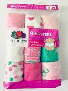 Fruit of the Loom Girls 9 Pack Assorted Cotton Hipster Underwear 14 Designs vary - Picture 1 of 1