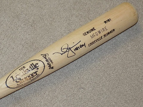 Mark McGwire H&B Signed Rookie Game Bat Oakland A's Cardinals Cover
