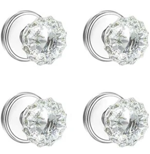 4 Pack Crystal Dummy Door Knobs Interior, Glass Dummy Door Knobs Polished Chrome - Picture 1 of 9