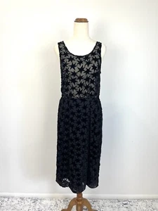 Gorman Dress 10 Black Velvet Stars Sheer Top Pencil Evening Gothic Witch Vampire - Picture 1 of 12