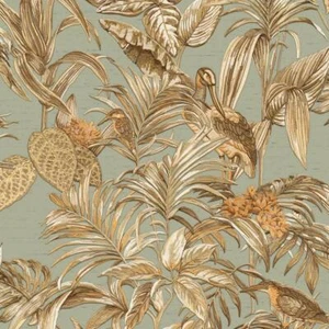 Design ID Sage Green Tropical Wallpaper Palm Leaf Paste The Wall Textured Vinyl - Picture 1 of 7