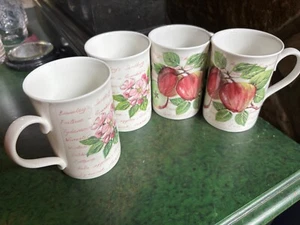 Set of 4 Royal Doulton Apple Blossom 2003 Fine Bone China Coffee Mugs Cups - Picture 1 of 3