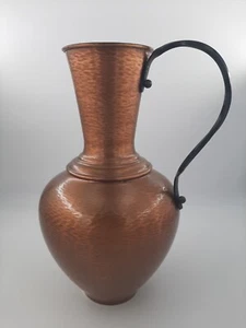 Vintage Copper Flower - Floor Vase Handle Vase GEKRA Handmade 60s 35Cm - Picture 1 of 11