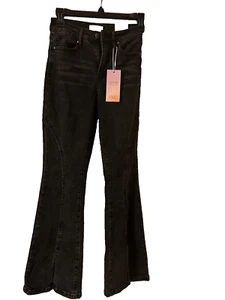 New NWT YMI Girl's Mid Rise Flare Leg Gigi Denim Jeans black Size 10/12 - Picture 1 of 7