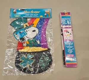 Lot of 13 Vintage Snoopy Peanuts Valentine's & St. Patrick's Day Flags - Picture 1 of 10