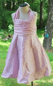 2008 NWT Gymboree Ice Cream Social Pink Dress Silk Halter Plaid Ruched Spring - Picture 1 of 10